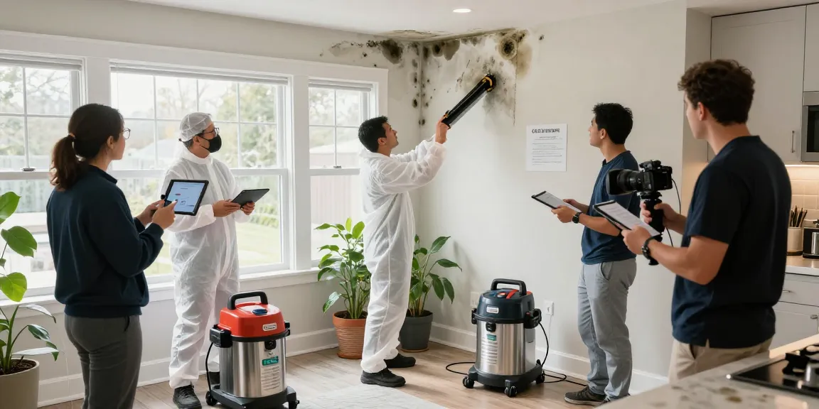 Certified mold remediation specialists conducting thorough inspection and treatment for mold remediation North Vancouver in a residential home.